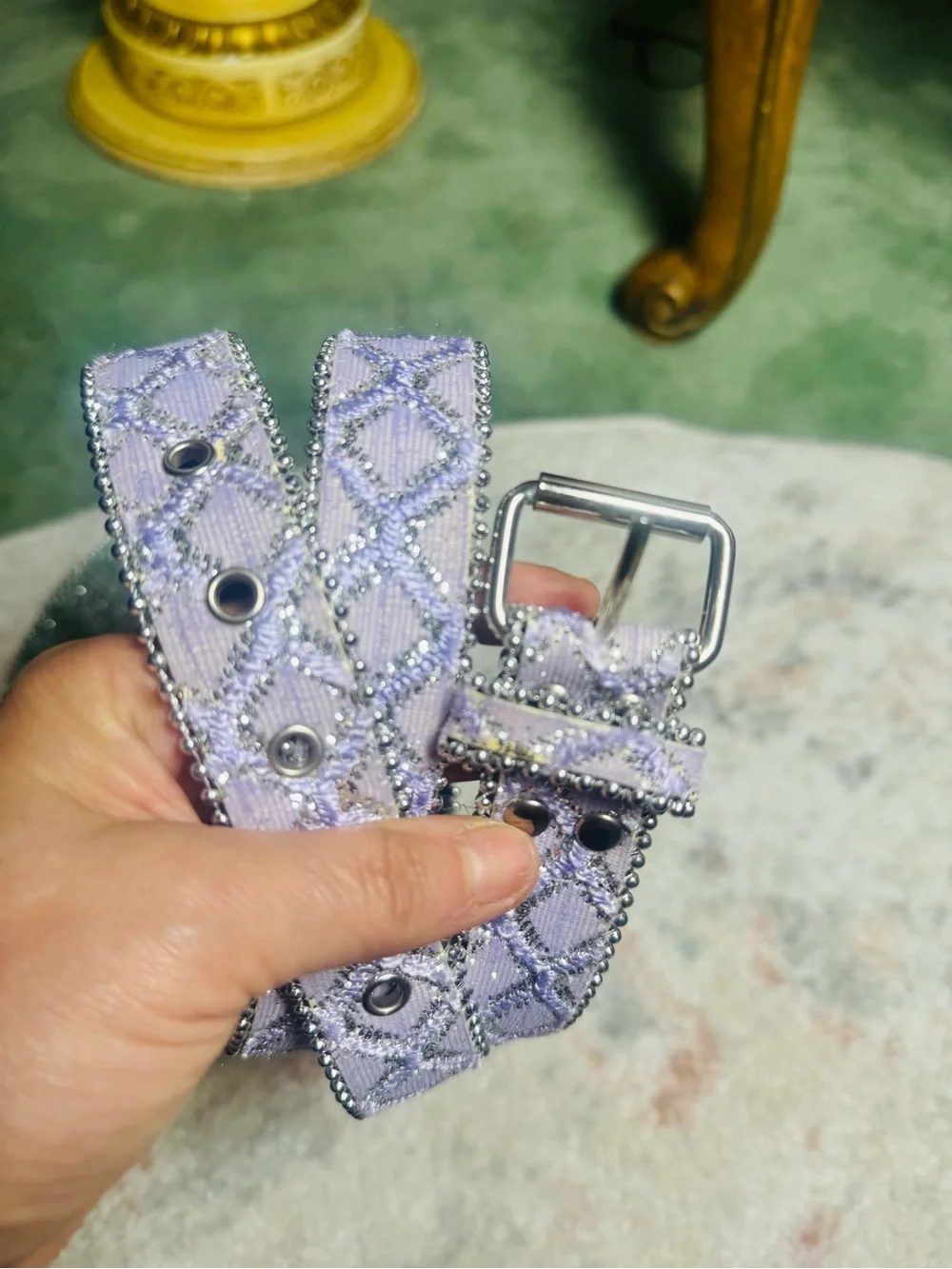 Authentic 90s Vintage belt set Lavender & Mint Embellished Women’s Belt Set